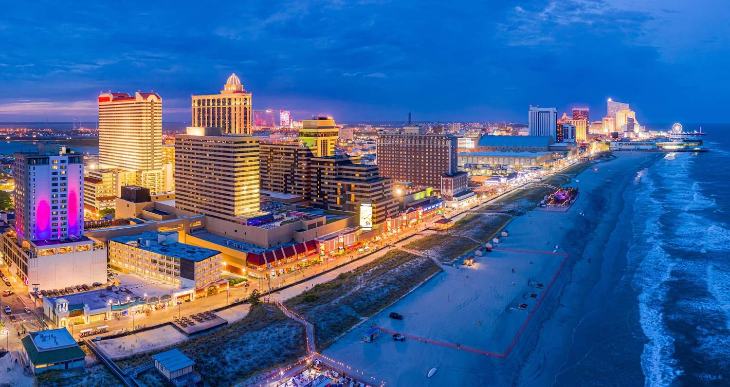 Atlantic City skyline and boardwalk at dusk, 26 minutes from Still Detox New Jersey in Mays Landing
