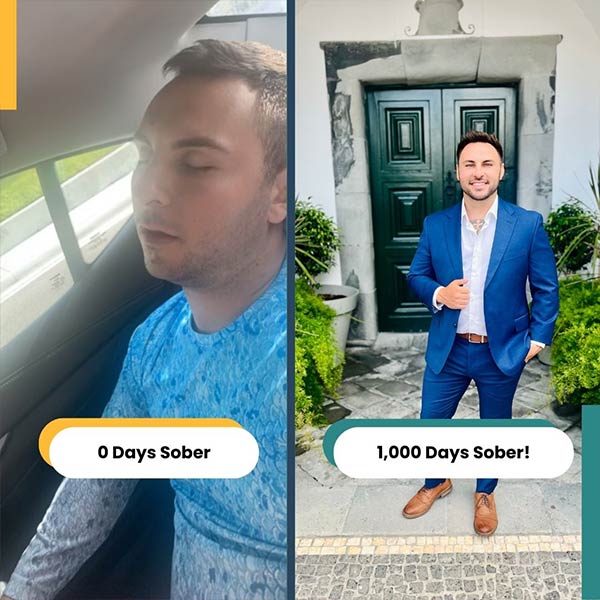 Still Detox alumni before-and-after photo at 1,000 days of sobriety