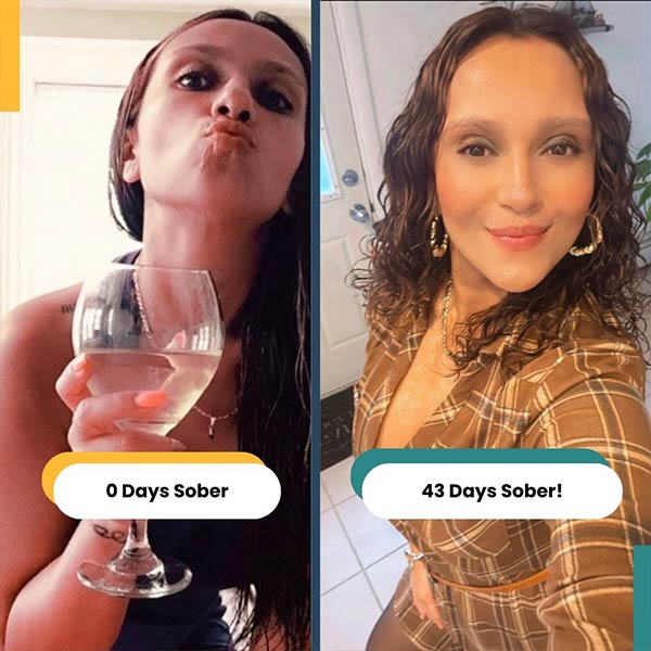 Still Detox alumna before treatment and after 45 days of sobriety