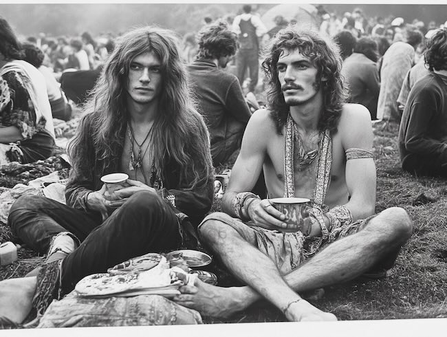 hippies drinking sassafras tea during festival