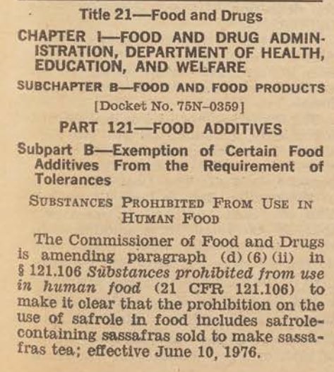 Sassafras FDA ban decision