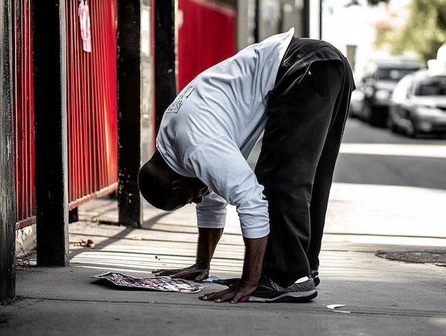 heroin hunched over posture