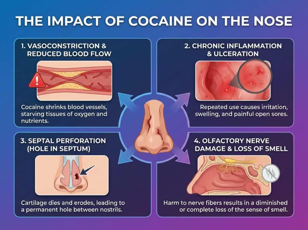 How Cocaine Damages The Nose Infographic Image