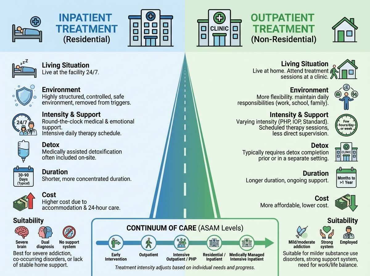 inpatient vs outpatient treatment infographic